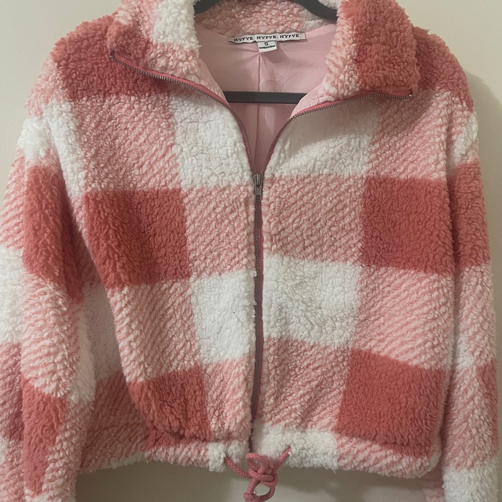 Pink & White Zip-Up Jacket Top, Size S, From Boutique, Brand New Never Worn